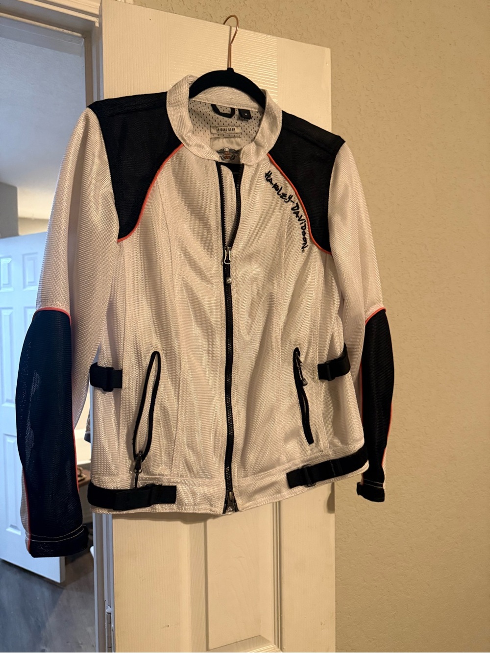 Harley-Davidson Women's White Mesh Motorcycle Jacket with Black Panels